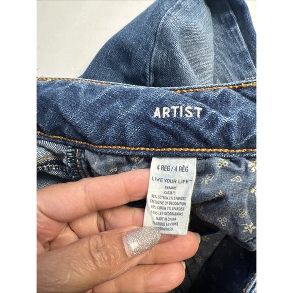 American Eagle Outfitters Artist Stretch Distressed Flared Jeans Size 4R - Picture 6 of 10